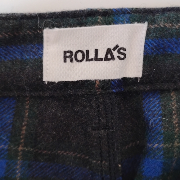 ROLLA'S Wool Blend Plaid Pants High Waist Wide Leg Blue Gray Size 29 - Picture 12 of 17